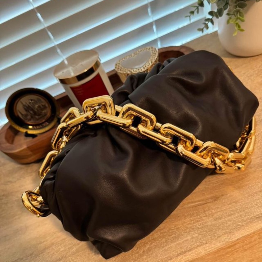 Bottega Veneta Brown Leather Chain Pouch - New!
